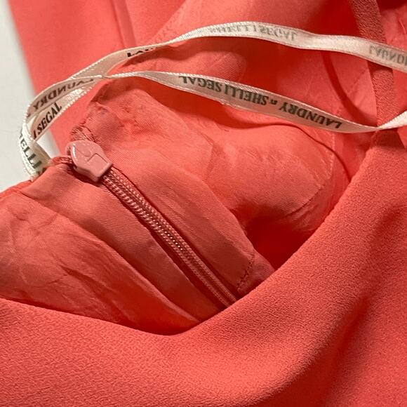 Y2K Laundry by Shelli Segal Dress Size 10 Coral Pink One Shoulder Side Zip STAIN - Picture 8 of 9